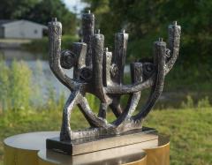 Klara Sever Klara Sever for Austin Productions Gunmetal Plaster on Black Base Menorah - 4309069