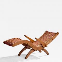 Klaus Grabe Attribution Chaise Longue with Wood and Fabric USA 1950s - 4785565