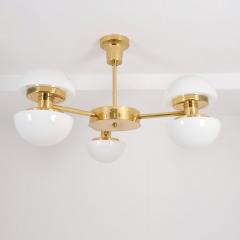 Klaus Michalik Modernist Bau 950 507 Chandelier Brass Glass Klaus Michalik Orno 1980s - 4588032