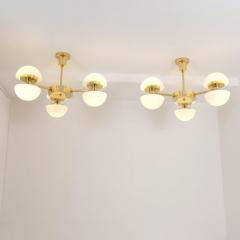 Klaus Michalik Pair of Nordic Modern Chandeliers Brass Glass Klaus Michalik Orno 1980s - 4588017
