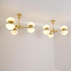 Klaus Michalik Pair of Nordic Modern Chandeliers Brass Glass Klaus Michalik Orno 1980s - 4588019