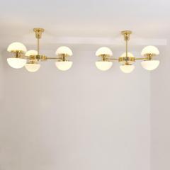 Klaus Michalik Pair of Nordic Modern Chandeliers Brass Glass Klaus Michalik Orno 1980s - 4588020