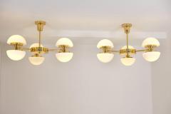 Klaus Michalik Pair of Nordic Modern Chandeliers Brass Glass Klaus Michalik Orno 1980s - 4588026