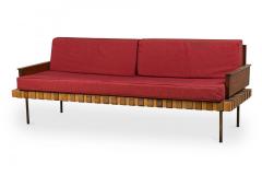 Knoll Associates Mid Century American Leather Strap Day Bed with Red Upholstered - 4635688