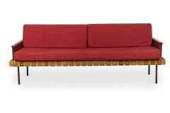 Knoll Associates Mid Century American Leather Strap Day Bed with Red Upholstered - 4635689