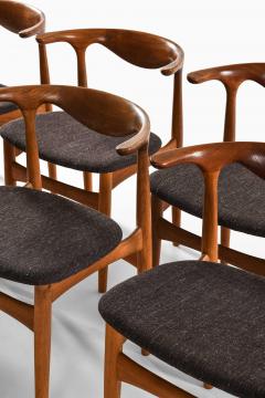 Knud Faerch Set of 10 Cowhorn Dining Chairs in Fabric Oak Teak by Knud F rch 1969 - 4758949