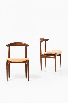 Knud Faerch Set of 6 Dining Chairs in Leather and Rosewood by Knud F rch 1950s - 4507790