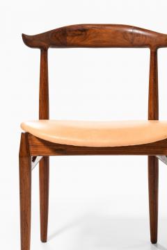 Knud Faerch Set of 6 Dining Chairs in Leather and Rosewood by Knud F rch 1950s - 4507791