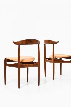 Knud Faerch Set of 6 Dining Chairs in Leather and Rosewood by Knud F rch 1950s - 4507795