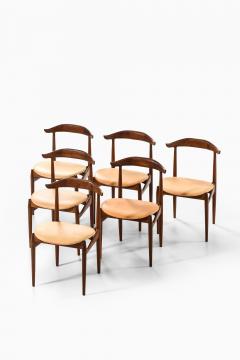 Knud Faerch Set of 6 Dining Chairs in Leather and Rosewood by Knud F rch 1950s - 4508709