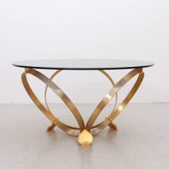 Knut Hesterberg Round Brass Geometric Rings Coffee Table with Glass Top - 551535