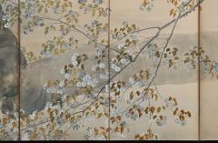 Kobayashi Shosen Circa 1900 Japanese Screen Cherry Blossoms in Moonlight Meiji period  - 3852856