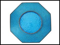 Kodenji Hayashi Japanese Cloisonne Turquoise Ground Crane Frenzy Plate Attributed to Hayashi - 3904326