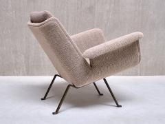 Koene Oberman Koene Oberman Armchair in Gray Two Tone Wool and Steel Netherlands 1950s - 3690074