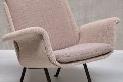 Koene Oberman Koene Oberman Armchair in Gray Two Tone Wool and Steel Netherlands 1950s - 3690076