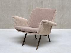 Koene Oberman Koene Oberman Armchair in Gray Two Tone Wool and Steel Netherlands 1950s - 3690079