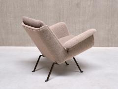 Koene Oberman Koene Oberman Armchair in Gray Two Tone Wool and Steel Netherlands 1950s - 3690082