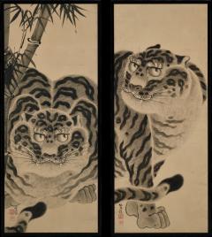 Kokuho Shimei 19th Century Japanese Tiger Painting Pair by Kokuho Shimei 1789 1859  - 4542921