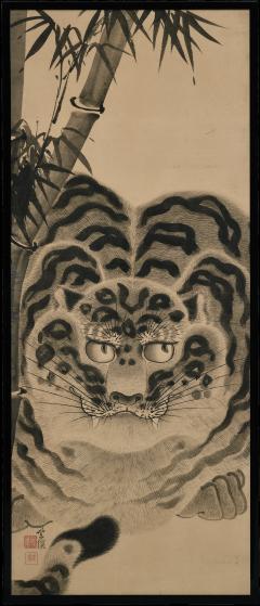 Kokuho Shimei 19th Century Japanese Tiger Painting Pair by Kokuho Shimei 1789 1859  - 4542929