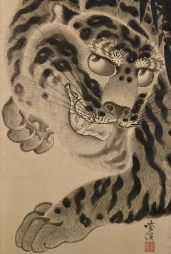 Kokuho Shimei 19th Century Japanese Tiger Painting Pair by Kokuho Shimei 1789 1859  - 4704624