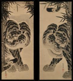 Kokuho Shimei 19th Century Japanese Tiger Painting Pair by Kokuho Shimei 1789 1859  - 4704627