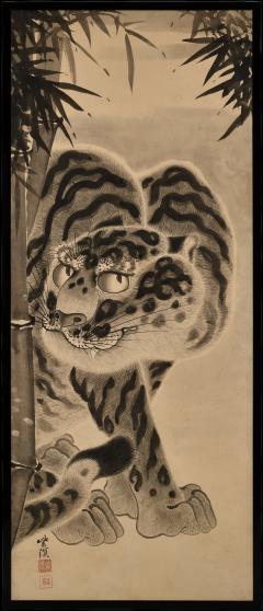 Kokuho Shimei 19th Century Japanese Tiger Painting Pair by Kokuho Shimei 1789 1859  - 4704634