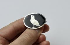 Koloman Moser Wiener Werkst tte Enamel Oval Brooch of Bird by Koloman Moser 1905 Austria - 2911629