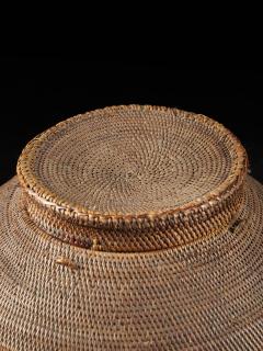 Kongo People DRC Lidded Wicker Basket Container - 4703936