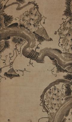 Korean Grapevine Squirrel Scroll Painting 17th Century Joseon period  - 3810433