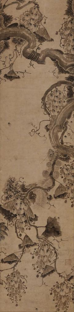 Korean Grapevine Squirrel Scroll Painting 17th Century Joseon period  - 3810435