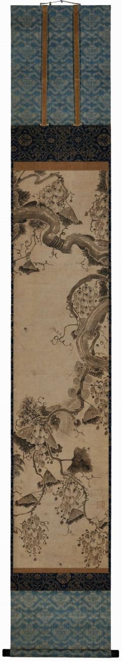 Korean Grapevine Squirrel Scroll Painting 17th Century Joseon period  - 3810436