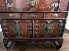 Korean Mandarin Duck Wedding Cabinet with Burl Wood Panels - 3994084