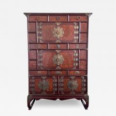 Korean Mandarin Duck Wedding Cabinet with Burl Wood Panels - 3994779