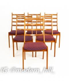 Korup Stolefabrik Mid Century Teak High Ladderback Dining Chairs Set of 6 - 1828128