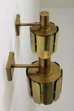 Kosthantverk Tyringe Pair of Swedish Midcentury Wall Lamps in Brass by Tyringe Konsthantverk 1960s - 835562