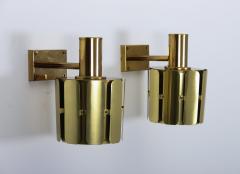 Kosthantverk Tyringe Pair of Swedish Midcentury Wall Lamps in Brass by Tyringe Konsthantverk 1960s - 835564