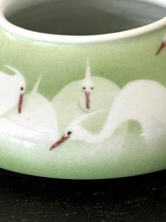 Kozan Makuzu Japanese Porcelain Bowl with Composed Egrets by Makuzu Kozan Meiji Period - 4803037