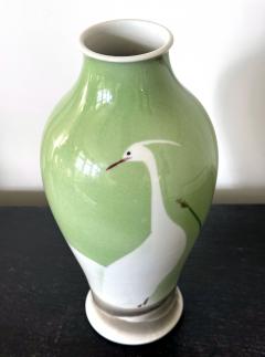 Kozan Makuzu Japanese Porcelain Vase with Composed Egrets by Makuzu Kozan Meiji Period - 4803052