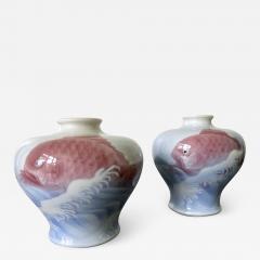 Kozan Makuzu Two Japanese Ceramic Vases Makuzu Kozan Meiji Period Priced for One - 2072353