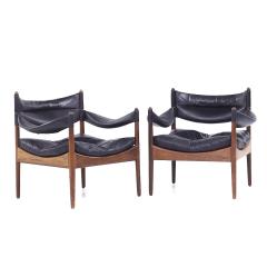 Kristian Solmer Vedel Kristian Vedel for Willadsen Modus MCM Danish Rosewood Leather Lounge Chairs - 3824174