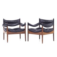 Kristian Solmer Vedel Kristian Vedel for Willadsen Modus MCM Danish Rosewood Leather Lounge Chairs - 3824175