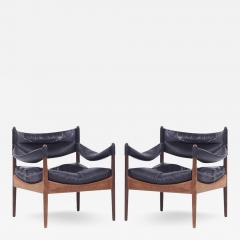 Kristian Solmer Vedel Kristian Vedel for Willadsen Modus MCM Danish Rosewood Leather Lounge Chairs - 3828646