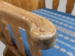 Krogen s M bler Armchairs Pine Blue Fabric Norway 1970s - 4497430