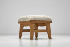 Krogen s M bler Krogen s M bler Stool with Sheepskin Seat Norway Mid 20th Century - 4242461