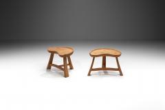 Krogen s M bler Krogen s M bler Three Legged Sculpted Pine Stools Norway 1960s - 3429683