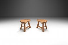 Krogen s M bler Krogen s M bler Three Legged Sculpted Pine Stools Norway 1960s - 3429684