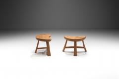 Krogen s M bler Krogen s M bler Three Legged Sculpted Pine Stools Norway 1960s - 3429685