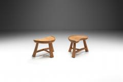 Krogen s M bler Krogen s M bler Three Legged Sculpted Pine Stools Norway 1960s - 3429686