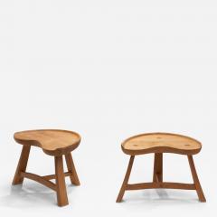 Krogen s M bler Krogen s M bler Three Legged Sculpted Pine Stools Norway 1960s - 3435183