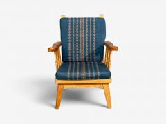 Krogenes M bler Lounge Chairs Pine Blue Fabric Norway 1970s - 4753894